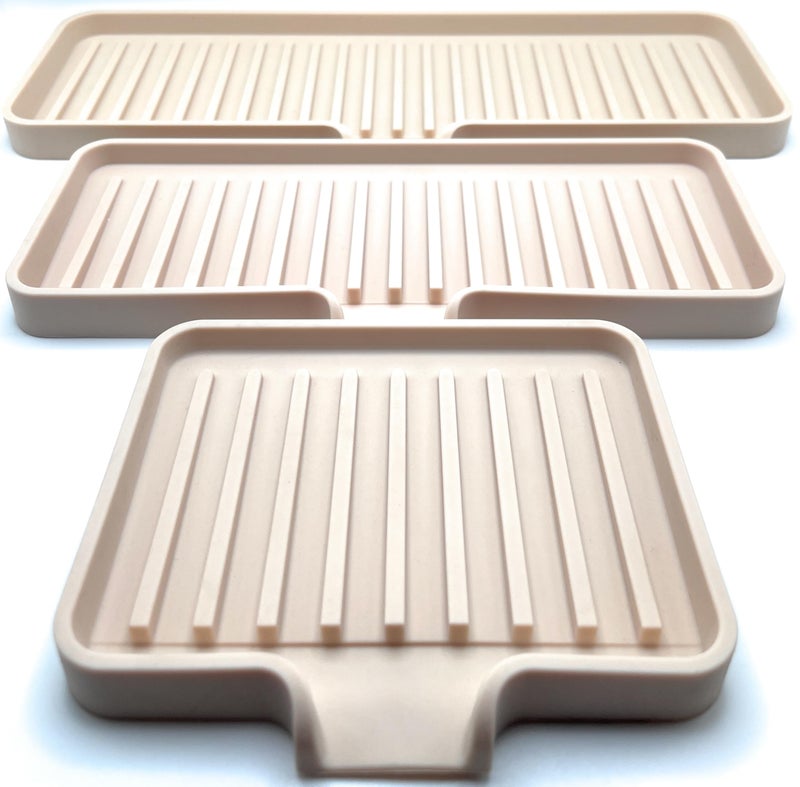Happitasa Silicone Soap Dish Tray and Sponge Holder with Drain Chute  Pack of 2 | Bathroom and Kitchen Sink Organizer Caddy (Sand Dollar  5.2""x4""  7.2 Ounces) - Image 3